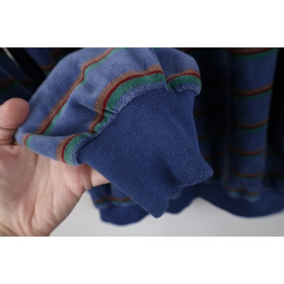 Vintage 70s Streetwear Mens Size Large Striped Velour Pullover Henley Sweater - Picture 9 of 13
